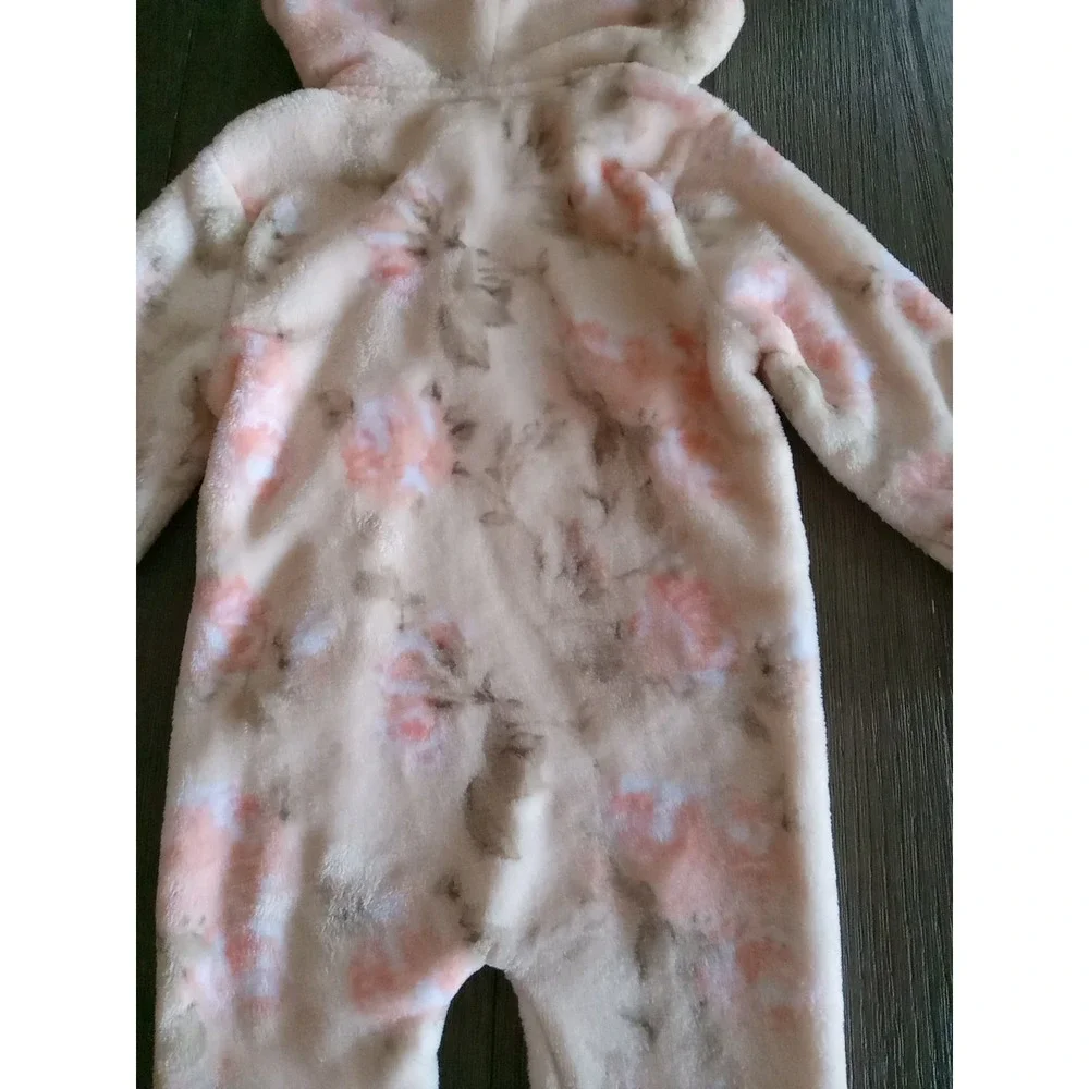 Laura Ashley Baby Snowsuit Floral Multicolored Plush Fleece Size 6-9 mo.